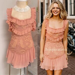 LUXXEL - ruffled and embroidered dress